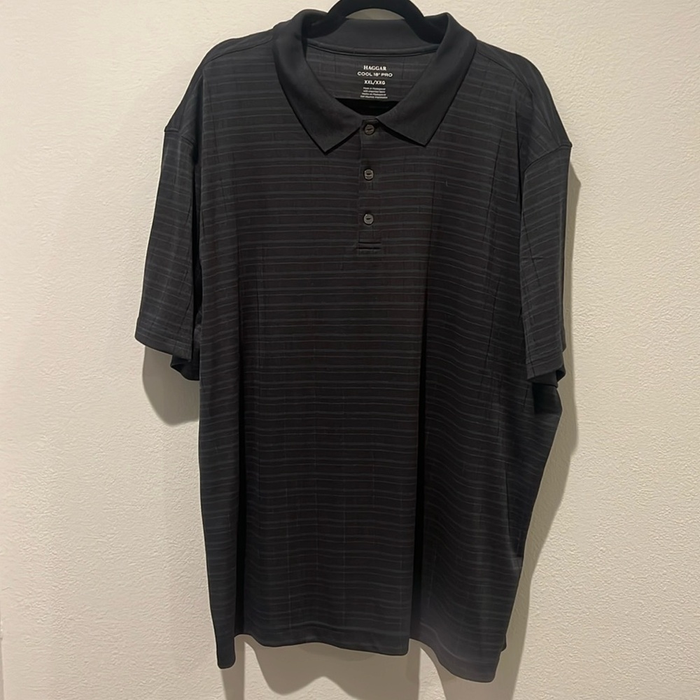 NWOT Haggar Black Striped Polo Shirt Size XXL